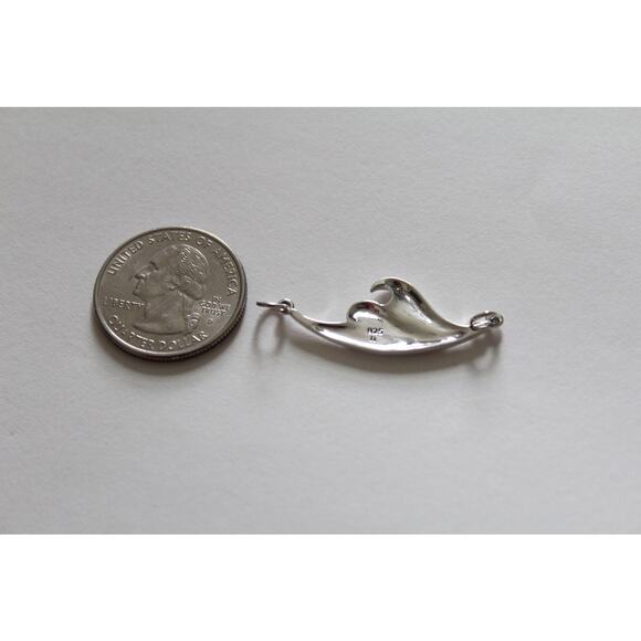 Sterling Silver Ocean Waves Pendant, Ocean Waves Pendant Charm, Ocean Charm - Picture 3 of 4